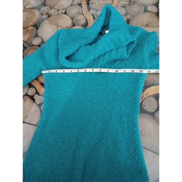 Moda International Y2K 90s Cowl Neck Long Sleeves Wool Blend Sweater Blue XS - Picture 4 of 7